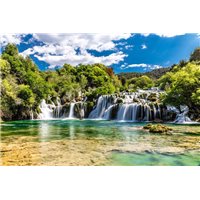 Портреты картины репродукции на заказ - Широкий водопад - Фотообои природа