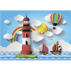 Картина на холсте по фото Модульные картины Печать портретов на холсте 3д маяк и корабли - Фотообои детские