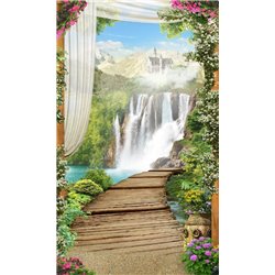 Арка с видом на водопад - Фотообои Фрески|Фрески на кухню - Модульная картины, Репродукции, Декоративные панно, Декор стен