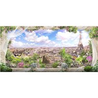 Портреты картины репродукции на заказ - Вид с балкона на Париж - Фотообои Фрески