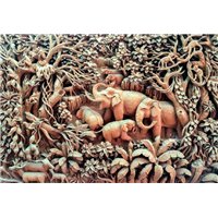 Портреты картины репродукции на заказ - Слоны в лесу - 3D фотообои