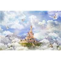 Портреты картины репродукции на заказ - Голуби и замок - Фотообои детские