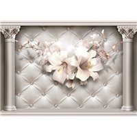 Портреты картины репродукции на заказ - Лилии на стене - 3D фотообои|3Д обои для зала