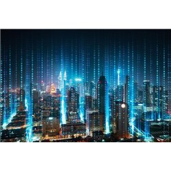 Город цифр - Фотообои Современный город|Ночной город - Модульная картины, Репродукции, Декоративные панно, Декор стен