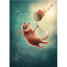 Картина на холсте по фото Модульные картины Печать портретов на холсте Кот с сачком - Фотообои детские