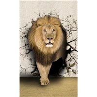 Портреты картины репродукции на заказ - Красивый лев - 3D фотообои