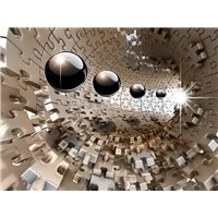 Портреты картины репродукции на заказ - Тоннель 3d с шарами - 3D фотообои|3D расширяющие пространство