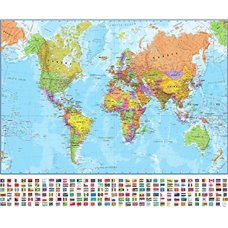 Картина на холсте по фото Модульные картины Печать портретов на холсте Флаги на карте - Фотообои карта мира