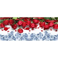 Портреты картины репродукции на заказ - Алые розы с алмазами - Фотообои цветы