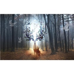 Олени в лесу - Фотообои природа - Модульная картины, Репродукции, Декоративные панно, Декор стен