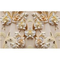Портреты картины репродукции на заказ - Орхидеи на стене - 3D фотообои|3D цветы