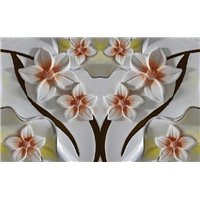 Портреты картины репродукции на заказ - Цветы на дереве - 3D фотообои|3D цветы