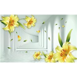 Лепестки лилий - 3D фотообои|3Д обои для зала - Модульная картины, Репродукции, Декоративные панно, Декор стен