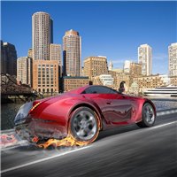 Портреты картины репродукции на заказ - Красный автомобиль - Дизайнерские