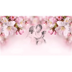 Ангелочки среди цветов - 3D фотообои|3Д обои на кухню - Модульная картины, Репродукции, Декоративные панно, Декор стен