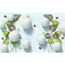 Картина на холсте по фото Модульные картины Печать портретов на холсте Белые шары с бабочками - 3D фотообои|3D фигуры