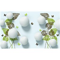Портреты картины репродукции на заказ - Белые шары с бабочками - 3D фотообои|3D фигуры
