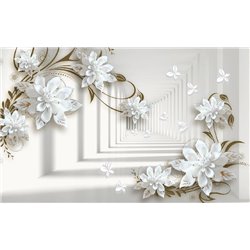 Длинный тоннель с цветами - 3D фотообои|3D расширяющие пространство - Модульная картины, Репродукции, Декоративные панно, Декор стен