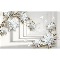 Длинный тоннель с цветами - 3D фотообои|3D расширяющие пространство