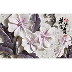 Цветы на белой стене - 3D фотообои - Модульная картины, Репродукции, Декоративные панно, Декор стен