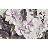 Портреты картины репродукции на заказ - Цветы на белой стене - 3D фотообои
