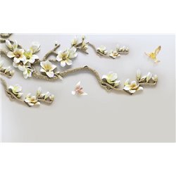 Золотая ветвь магнолии - 3D фотообои - Модульная картины, Репродукции, Декоративные панно, Декор стен
