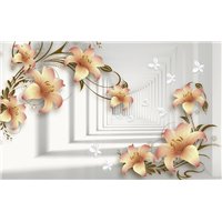 Портреты картины репродукции на заказ - Лилии в белом коридоре - 3D фотообои|3Д обои в спальню