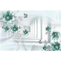 Портреты картины репродукции на заказ - Изумрудные цветы - 3D фотообои|3D расширяющие пространство