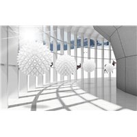 Портреты картины репродукции на заказ - Тоннель с белыми сферами - 3D фотообои|3D расширяющие пространство