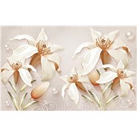 Портреты картины репродукции на заказ - Лилии с позолотой - 3D фотообои|3D цветы