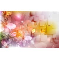 Портреты картины репродукции на заказ - Прозрачные цветы - 3D фотообои|3Д обои для зала