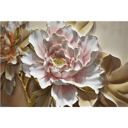 Пышный бутон с золотом - 3D фотообои|3Д обои в спальню - Модульная картины, Репродукции, Декоративные панно, Декор стен