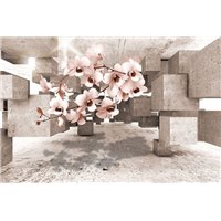 Портреты картины репродукции на заказ - орхидеи на фоне камня - 3D фотообои|3D цветы