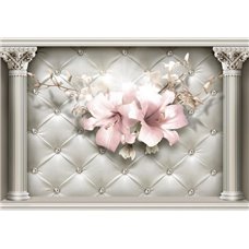 Картина на холсте по фото Модульные картины Печать портретов на холсте Лилии на стене розовые - 3D фотообои|3Д обои для зала