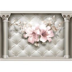 Лилии на стене розовые - 3D фотообои|3Д обои для зала - Модульная картины, Репродукции, Декоративные панно, Декор стен