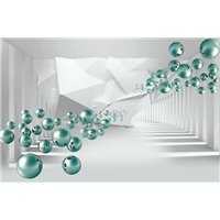 Портреты картины репродукции на заказ - Изумрудные шары - 3D фотообои|3Д обои для зала