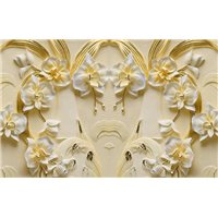 Портреты картины репродукции на заказ - Фарфоровые светлые орхидеи - 3D фотообои|3D цветы