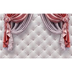 Красные гардины - 3D фотообои|3Д обои для зала - Модульная картины, Репродукции, Декоративные панно, Декор стен