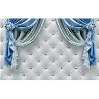 Портреты картины репродукции на заказ - Синие гардины - 3D фотообои|3Д обои для зала