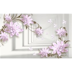 Длинный тоннель с сиреневыми цветами - 3D фотообои|3D расширяющие пространство - Модульная картины, Репродукции, Декоративные панно, Декор стен