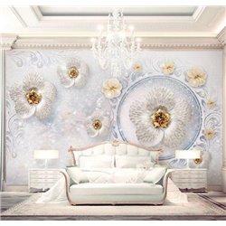 Цветы с золотой серединкой - 3D фотообои|3D цветы - Модульная картины, Репродукции, Декоративные панно, Декор стен