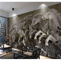 Табун лошадей - 3D фотообои - Модульная картины, Репродукции, Декоративные панно, Декор стен