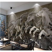 Портреты картины репродукции на заказ - Табун лошадей - 3D фотообои
