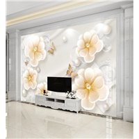 Портреты картины репродукции на заказ - Бежевые цветы - 3D фотообои|3D цветы