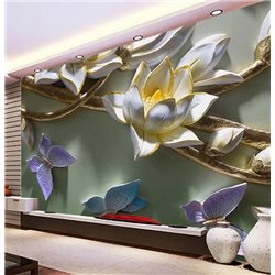 Бабочки у цветков - 3D фотообои|3D цветы - Модульная картины, Репродукции, Декоративные панно, Декор стен