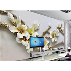 Ветка с белыми цветами - 3D фотообои|3D цветы - Модульная картины, Репродукции, Декоративные панно, Декор стен