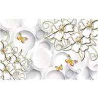 Портреты картины репродукции на заказ - Желтые бабочки - 3D фотообои|3Д обои на кухню