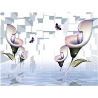 Портреты картины репродукции на заказ - Сиреневые калы - 3D фотообои|3Д обои на кухню