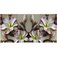 Портреты картины репродукции на заказ - Распустившиеся цветы - 3D фотообои|3D цветы