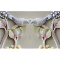 Портреты картины репродукции на заказ - Птичий разговор - 3D фотообои|3D цветы